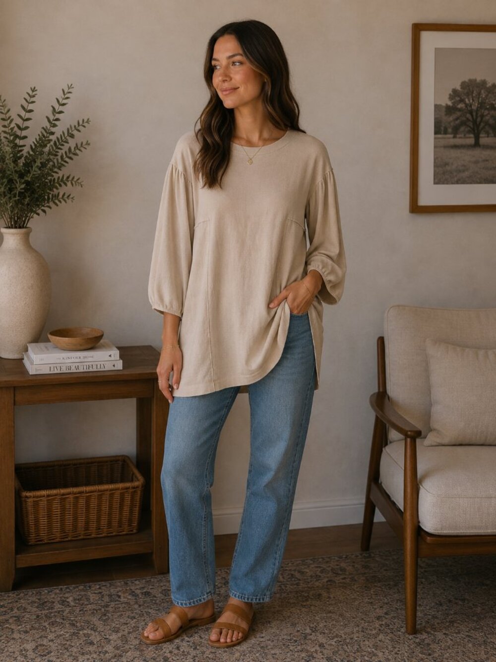Ciel Puff Sleeve Tunic Blouse